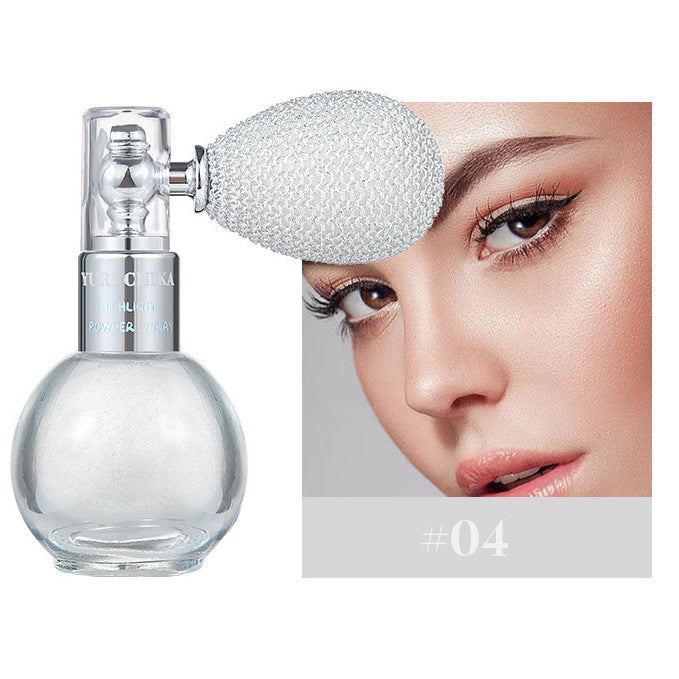 Retro Style Highlighter Glitter Powder Spray, High Glossy Makeup Spray