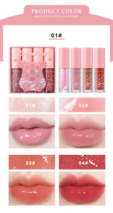 4 PCS Non-stick Lip Gloss, Lightweight, Long-Lasting Gift Box Lipstick Makeup