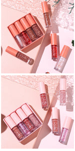 4 PCS Non-stick Lip Gloss, Lightweight, Long-Lasting Gift Box Lipstick Makeup